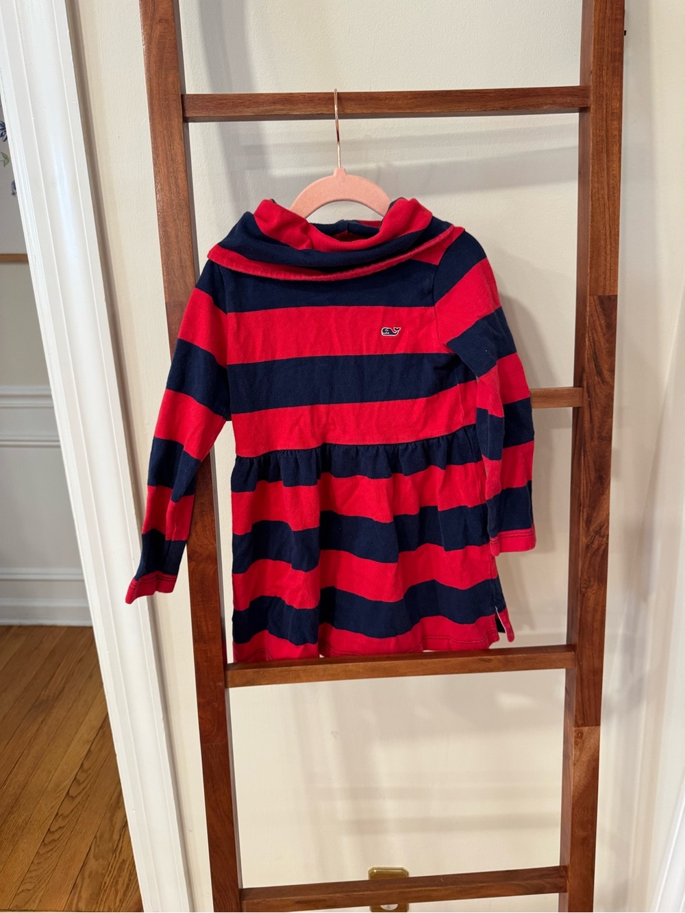 Vineyard Vines Red and Navy Striped Long Sleeve Girls' Top